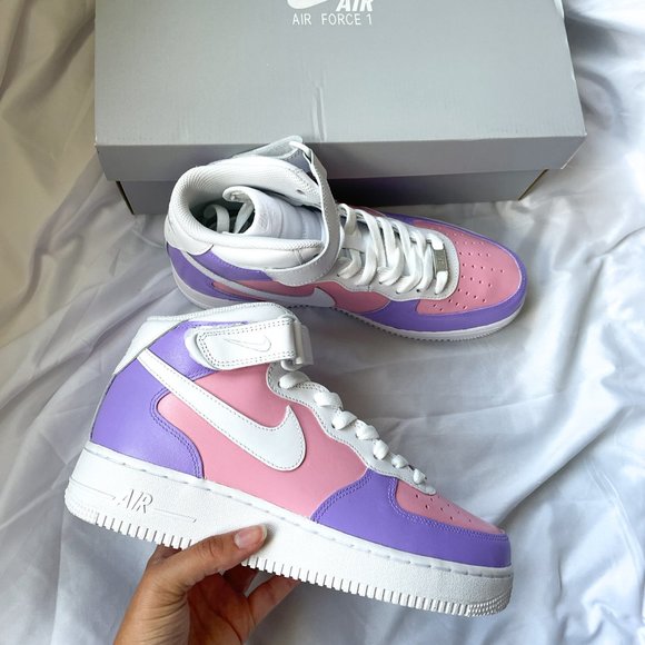 Nike Air Force 1 Pink and Purple Sorbet Custom - Picture 2 of 6